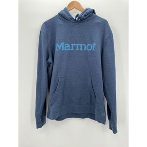 Marmot Mens Blue Pullover Logo Hoodie‎ Hooded Sweatshirt Size Large